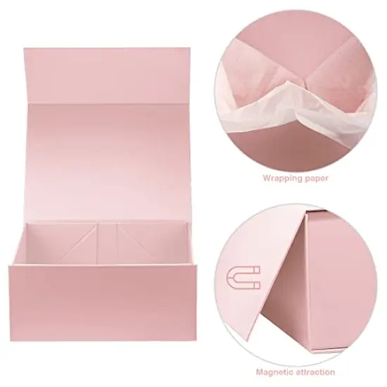 MOYEUPAC Gift Box 9" X 7" X 4" with Magnetic Closure Lid for Gift Packaging, Gift Box for Father's Day, Mother's Day, Presents Christmas and Various Holidays (Pink) {5}