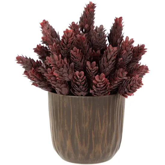 Northlight Wild Flower Artificial Plant in a Textured Lined Pot - 8" - Burgundy Red {1}