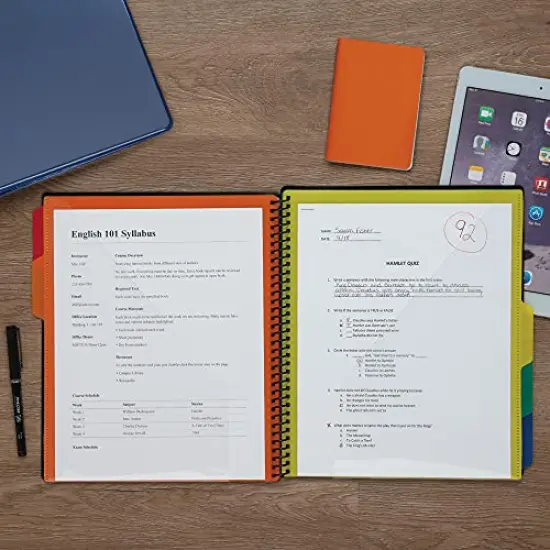 2 Pack 10 Pocket Spiral Project Organizer - Includes 5 Dividers, Customizable Front Cover, and Erasable Write-On Tabs in Assorted Colors {2}