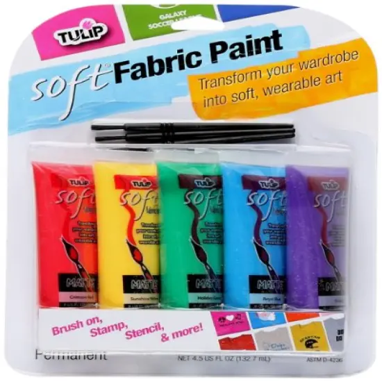 Soft Fabric Paint Primary - 0.9 Ounce (Pack of 5), Multicolor, 4 Fl Oz {2}