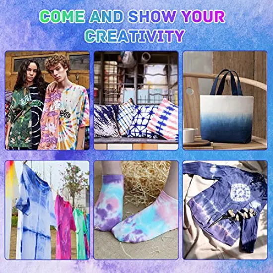32 Color Tie Dye Kit, Fabric Dye Art Kit for Kids, Adults and Partues with Rubber Bands, Gloves, Plastic Film and Table Covers {4}