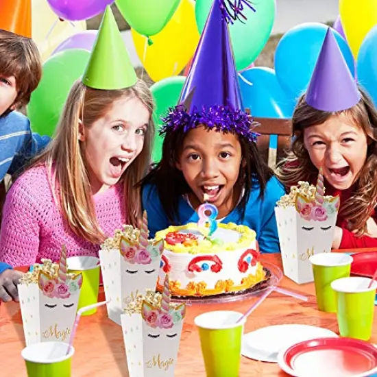 24Pcs Unicorn Birthday Party Supplies Unicorn Popcorn Box Snack Treat Box Candy Cookie Container For Baby Shower, Bridal Shower, Unicorn Theme Party Favors Decoration {6}