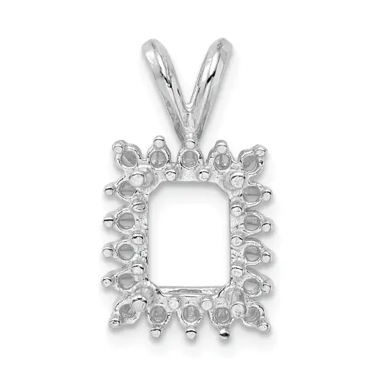 14K WG Emerald Cut Cluster Pendant Setting 7x5mm {2}