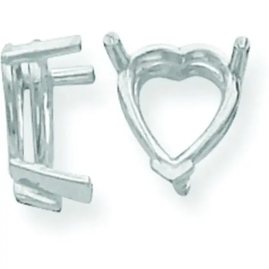 14K White Gold 3 Prong Heart V-End Setting 8mm {1}