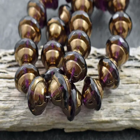 *12* 10x12mm Bronze Washed Amethyst Saturn Beads {2}