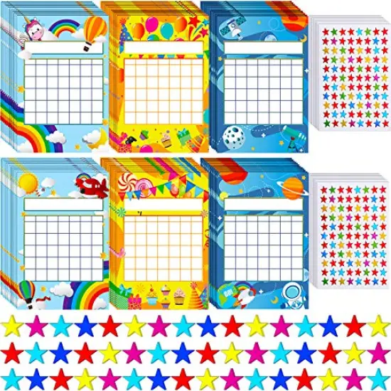 Sticker Chart Incentive Chart for Classroom Sticker Chart for Kids Behavior and 1760 Colorful Star Stickers for Classroom Teaching or Family Using (122 Pieces) {1}