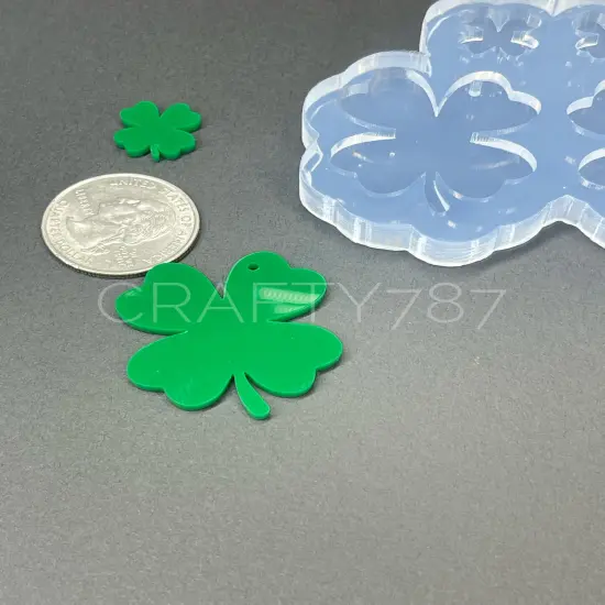 Four Leaf Clover Shamrock Earring Silicone Mold (D5) {2}