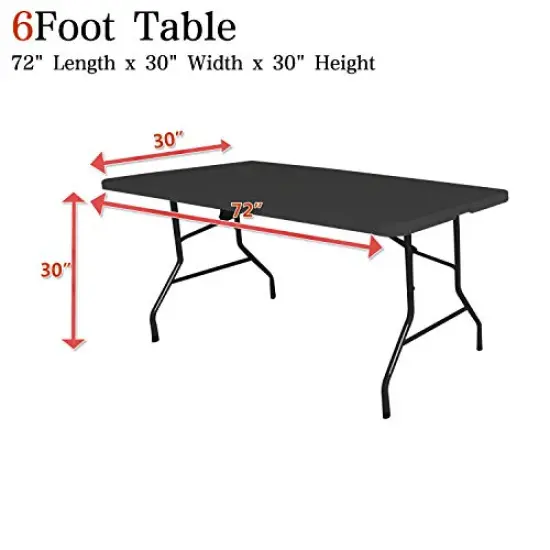 6ft Stretch Spandex Table Cover for Standard Folding Tables - Universal Rectangular Fitted Tablecloth Protector for Wedding, Banquet and Party （Black, 72 Length x 30 Width x 30 Height Inches） {5}