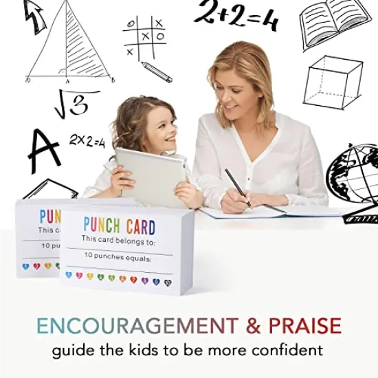 Punch Cards 200 Pack Reward Punch Cards with Heart Shape Hold Puncher Behavior Incentive Awards for Kids Students Teachers Home Classroom School Business Loyalty Gift Cards - 3.5" x 2" {6}