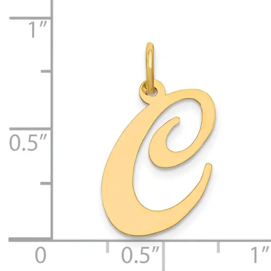 14K Yellow Gold Large Fancy Script Initial C Charm Jewerly 22mm x 17mm {3}