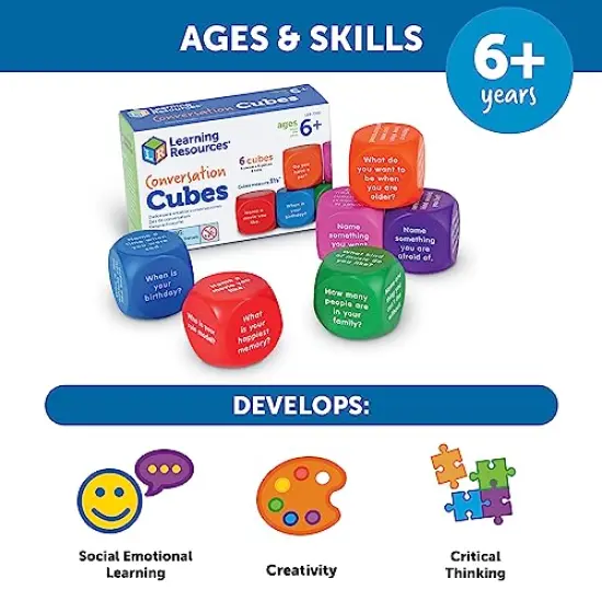 6 Pieces Ages 6+ Foam Cubes for Social-Emotional Learning School Counselor Supplies Speech Therapy Toys Ice Breaker Cubes {2}