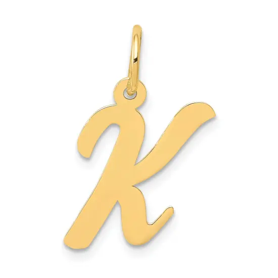 14K Yellow Gold Medium Script Initial Letter K Charm Jewerly 19mm x 10mm {1}