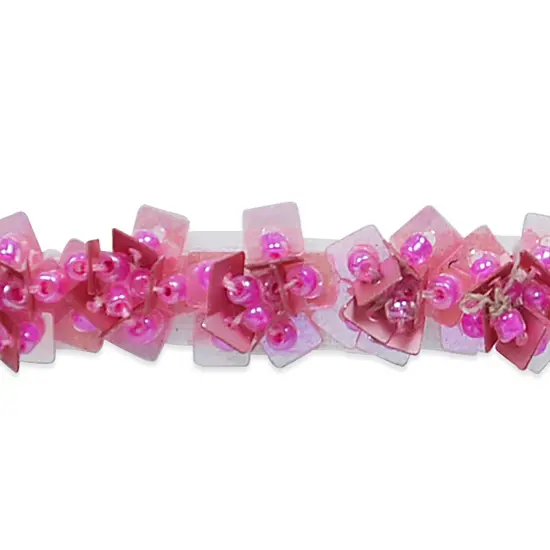 10 yards of Tabitha Sequin Flower Beaded Trim | 10 yard cut Fuchsia {1}