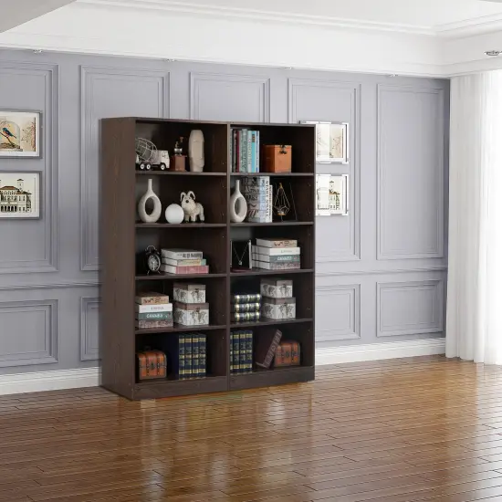 Freestanding Classic Wooden Display Bookshelf, Floor Standing Bookcase, with 5 Open Display Shelves Brown {6}