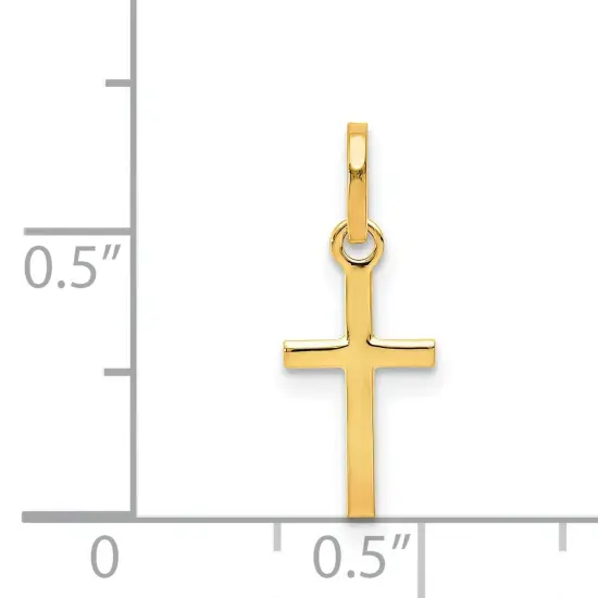 14K Yellow Gold Cross Charm Pendant Religious Jewelry 19 X 8mm {4}