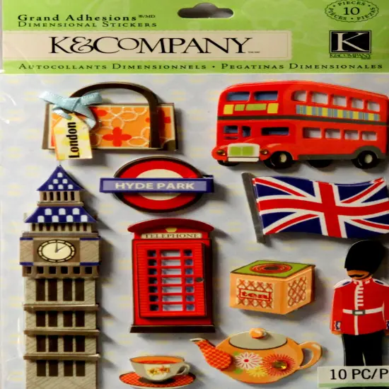 K & Company Happy Trails London Grand Adhesions Dimensional Stickers {1}