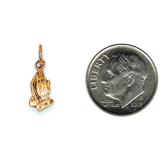 14K Rose Gold Praying Hands Charm Religious Jewelry 17mm x 6mm {2}