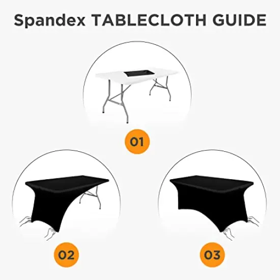 2Pack, 6FT Spandex Table Cover Fitted Rectangular Tablecloth Stretchable Fabric Lycra Tablecloth 6 ft Wrinkle-Free for Party Dj Tradeshows Banquet Weddings Cocktail, 2 Pcs {1}
