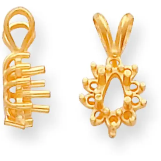14K Gold Pear Cluster Pendant Setting {1}