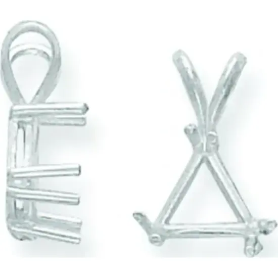 14K White Gold 3 Prong Triangle Pendant Setting 7mm {1}