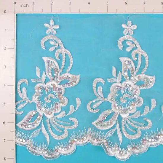 Vintage Pansy Bridal Lace Trim - White {2}