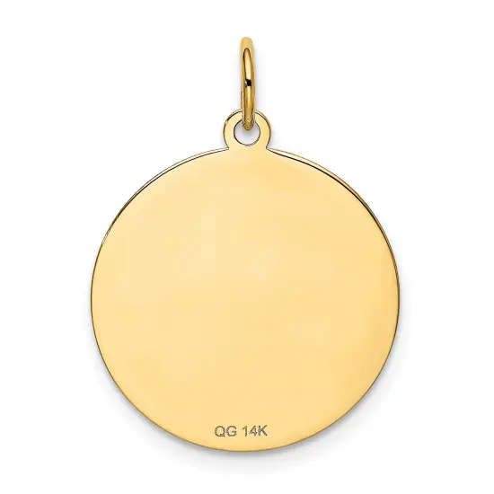 14K Yellow Gold Pug Disc Charm Dog Pendant Jewelry 26mm x 20mm {3}