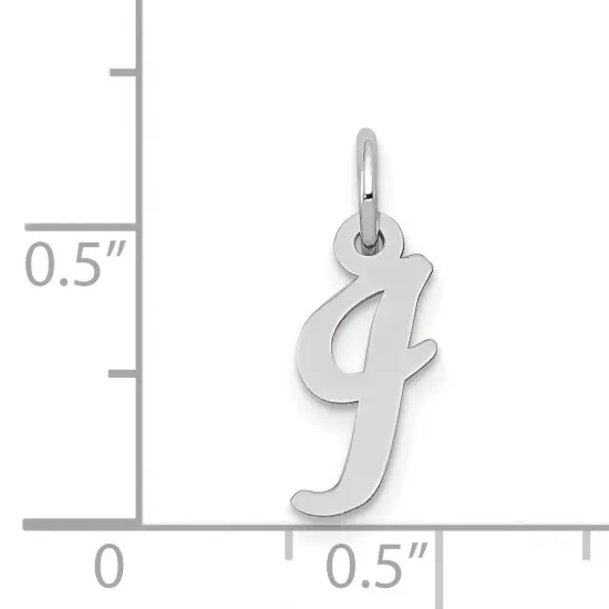 14K White Gold Small Script Initial Letter I Charm Jewerly 17mm x 8mm {4}