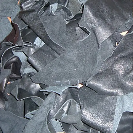 Leather Scraps from Garment Leather Cutting (1 Pounds Mostly Black) {2}