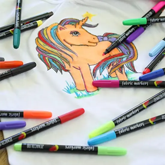 20 Fabric Markers Set - Non-Toxic, Indelible, and Permanent with Fine Point Tip for Textile Painting {3}