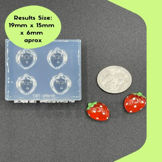 Strawberry 2D Silicone Mold, Resin Mold, Polymer Clay (A15) {2}