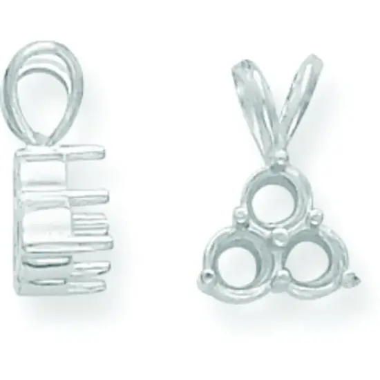 14K White Gold 0.12cttw Round 3 Stone Pendant Setting {1}