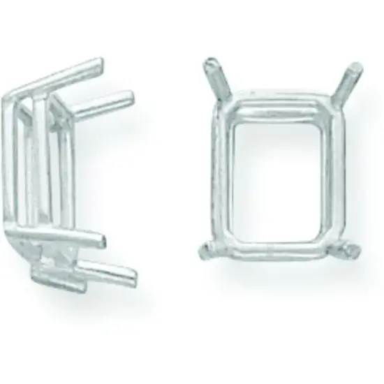 14K WG 4 Prong Emerald Cut Wire Basket Head 10x12mm {1}