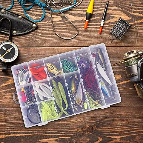 UOONY 3 Pack 36 Grids Plastic Organizer Box Craft Storage with Adjustable Dividers, Bead Organizer Container for Earrings Fishing Tackles Crafts Jewelry Thread with 400pcs Label Stickers {5}