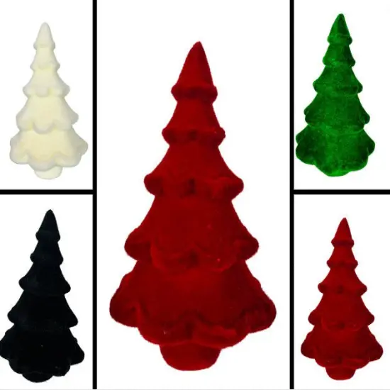 14x9" Flocked Colored Christmas Tree Decor in Red, Green, White, Black - Enhance Your Festive Home Atmosphere-XT859298 {2}