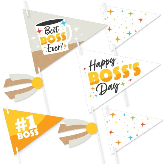Big Dot of Happiness Happy Boss's Day - Triangle Best Boss Ever Photo Props - Pennant Flag Centerpieces - Set of 20 {1}