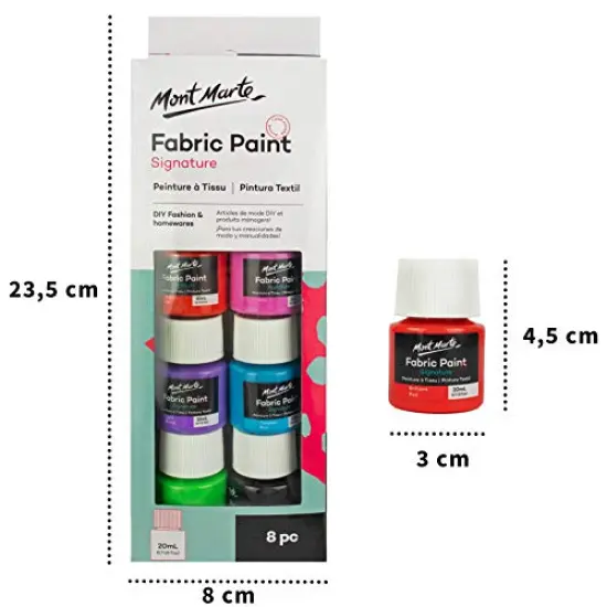 Permanent Fabric Paint Set - 8 x 20ml Vivid Colors, Suitable for Textile, Fabric, T-Shirts, Canvas, Wood, Ceramic, and Glass {4}