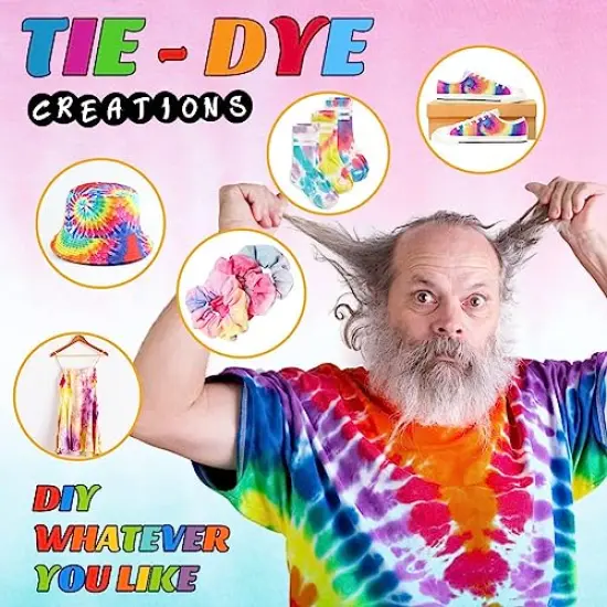 DIY Tie Dye Kit, Emooqi 26 Colors Fabric Dye Art Set with Rubber Bands, Gloves, Spoon, Funnel, Apron, and Table Covers-Great for Craft Arts Fabric Textile Party Handmade Project. {6}