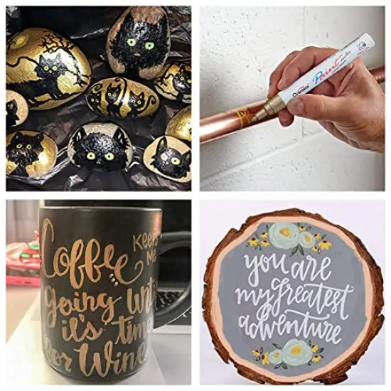 Permanent Paint Pens White Markers - 2 Pack Single color Oil Based, Medium Tip, Quick Drying and Waterproof Marker Pen for Metal, Rock Painting, Wood, Fabric, Plastic, Canvas, Mugs {4}