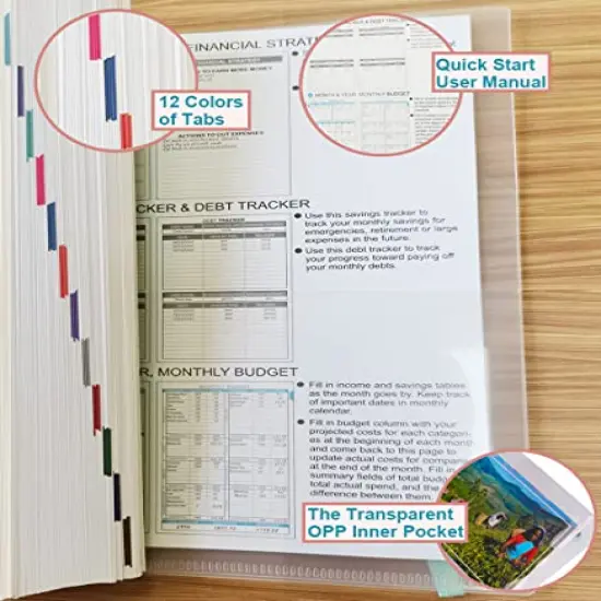 Budget Planner & Monthly Bill Organizer with Pockets. Expense Tracker Notebook, Budgeting Journal and Financial Planner Budget Book to Control Your Money, PU Leather Cover, 8" x 9.5" &ndash; Brown {2}