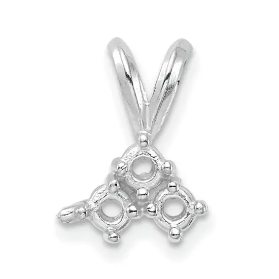 14K White Gold 0.24cttw Round 3 Stone Pendant Setting {2}