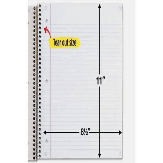 Spiral Notebook with Study App 5-Subject College Ruled Paper Fights Ink Bleed Water-Resistant Cover 8-1/2" x 11" 200 Sheets Black {2}