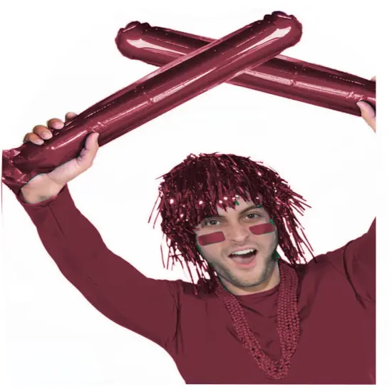 2 Cheerleader Team School Spirit Rally Burgundy Inflatable Colored Spirit Sticks {1}