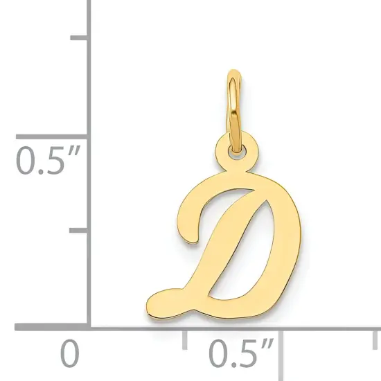 14K Yellow Gold Small Script Initial Letter D Charm Jewerly 17mm x 11mm {5}