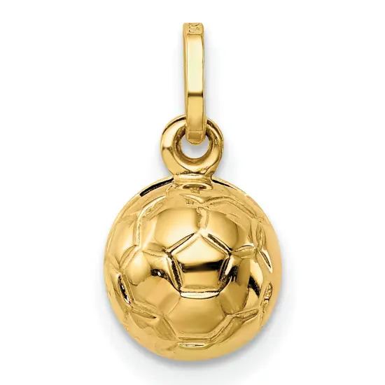 14K Yellow Gold Soccer Ball Charm Sports Pendant New 13 X 8mmJewerly {3}