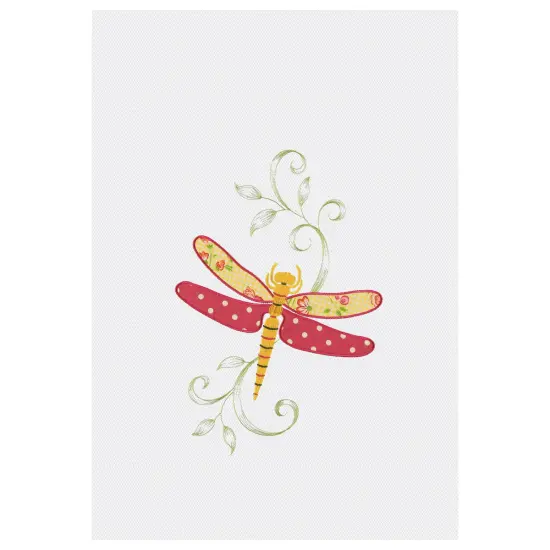 Pink Dragonfly Waffle Weave Kitchen Towel {1}
