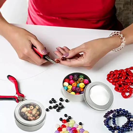 30 Pack 2 Ounce Metal Tin Cans - Round Empty Containers with Clear Top for Candles, Arts & Crafts, Storage in Kitchen & Office Use {3}