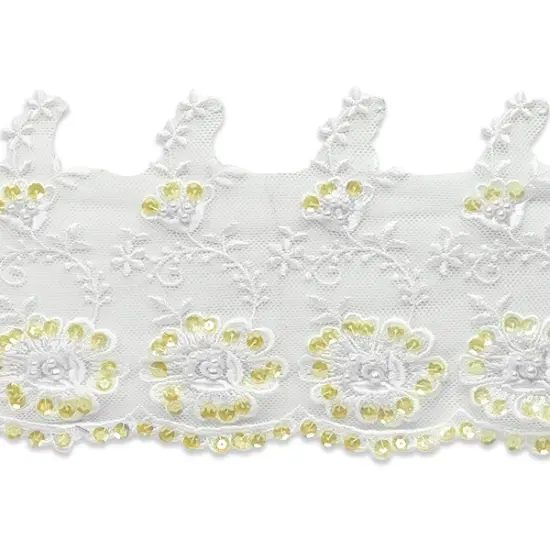 5" Vintage Beaded Bridal Lace Trim {1}