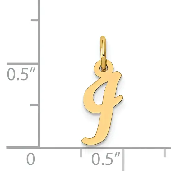 14K Yellow Gold Small Script Initial Letter I Charm Jewerly 17mm x 8mm {5}