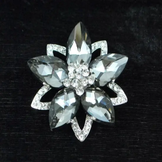 Rhinestone Gem Dimensional Flower Brooch {1}