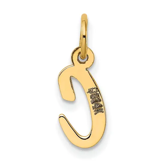 14K Yellow Gold Small Script Initial Letter C Charm Jewerly 17mm x 8mm {4}